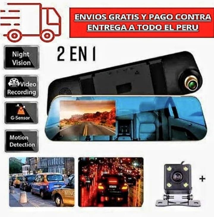 ESPEJO RETROVISOR CON DOBLE CÁMARA PARA AUTO